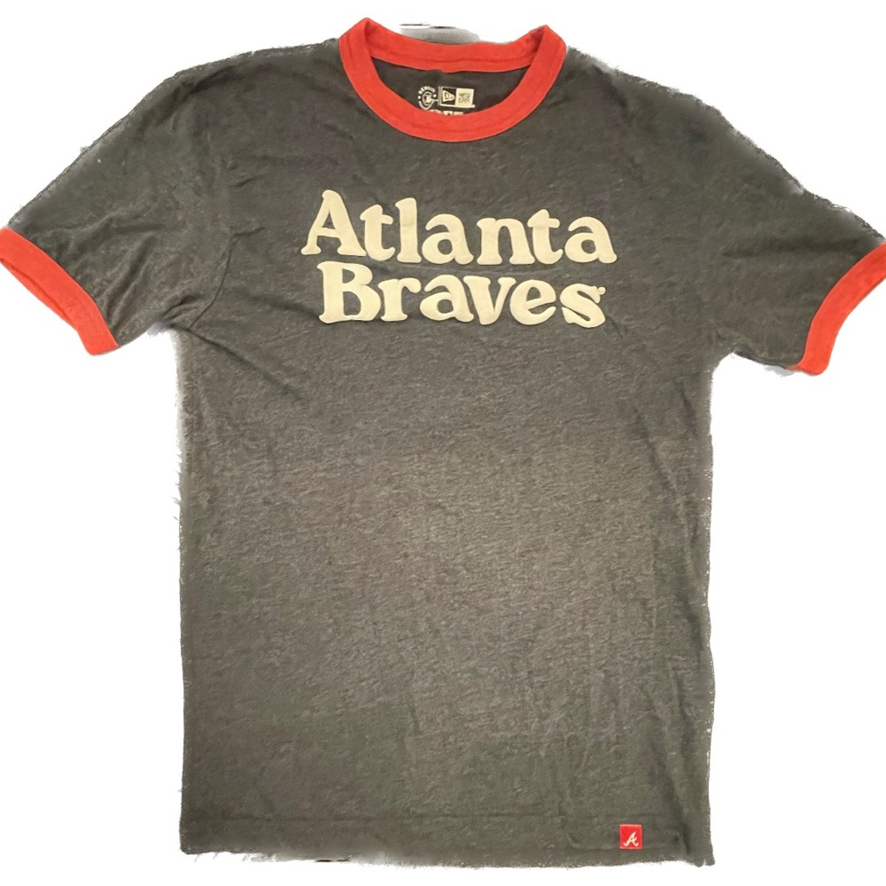 Atlanta Braves Baseball Womens Tshirt puff letter
